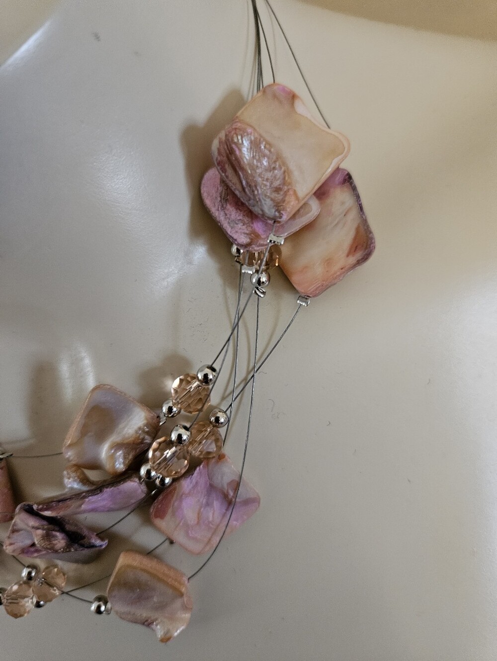 Multistrand Pink Shell Statement Necklace - Picture 6 of 12
